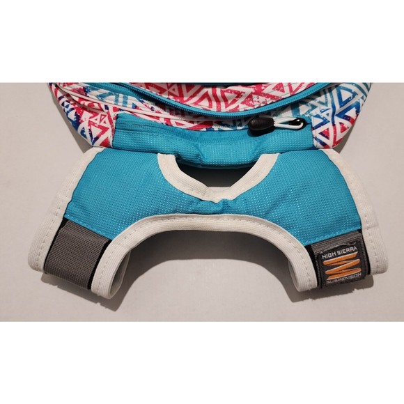 High Sierra Hiking Backpack Suspension System Teal Pink White Geometric Pattern - Picture 11 of 16